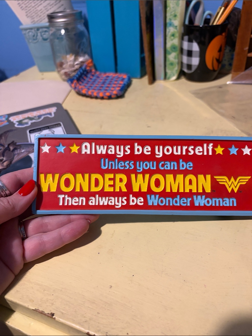Wonder Woman Decorative Sign - Red, Yellow, Blue